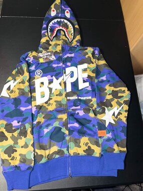 BAPE x Heron Preston Mix 1st Camo Shark Full Zip Hoodie